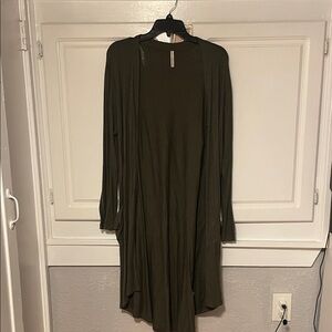Olive Green Long Cardigan